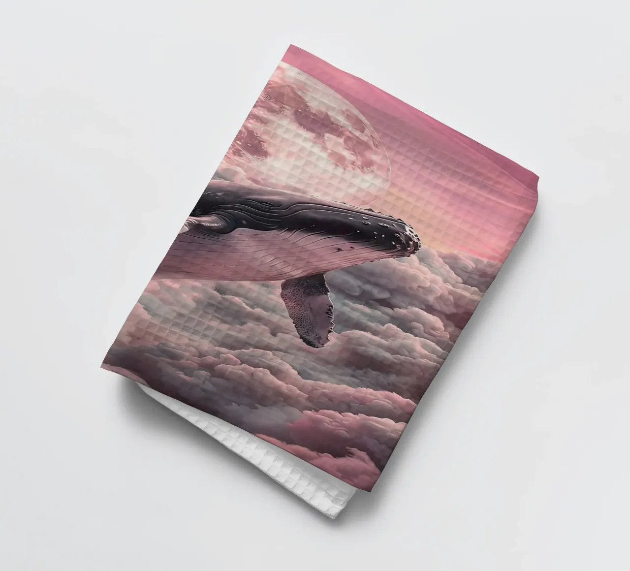 Whale in the Clouds with Moon tea towel by 🎁 ARTVI-SHOP