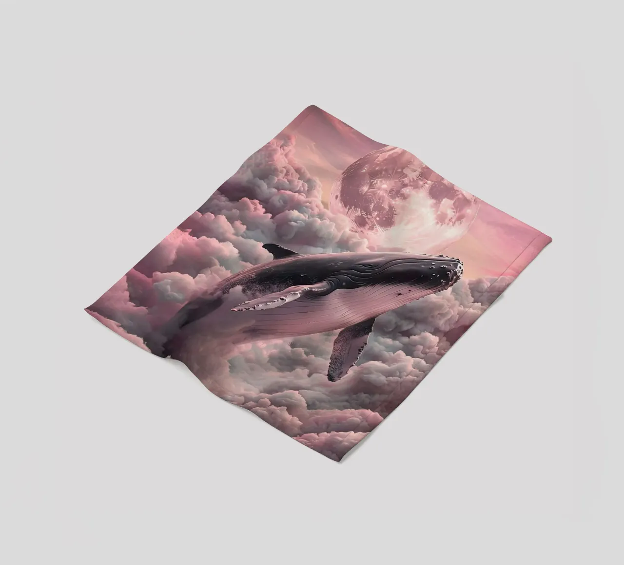Whale in the Clouds with Moon fleece blanket by 🎁 ARTVI-SHOP