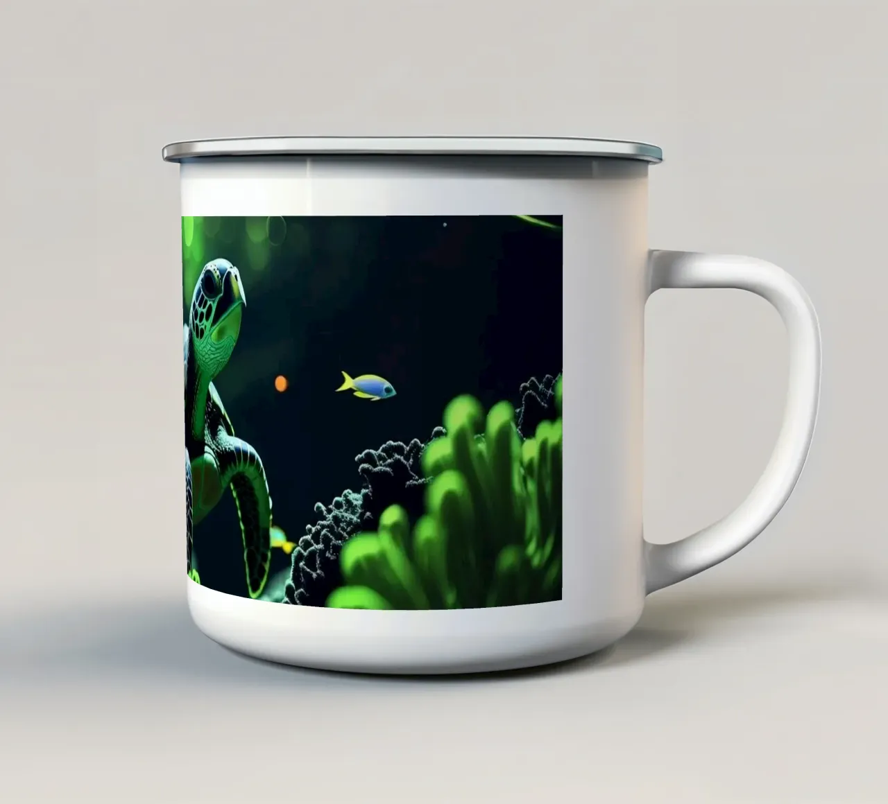 Still Waters ✦ Schildpad in smaragdgroen licht emaille mok van LUMAQUA ✦ STUDIO