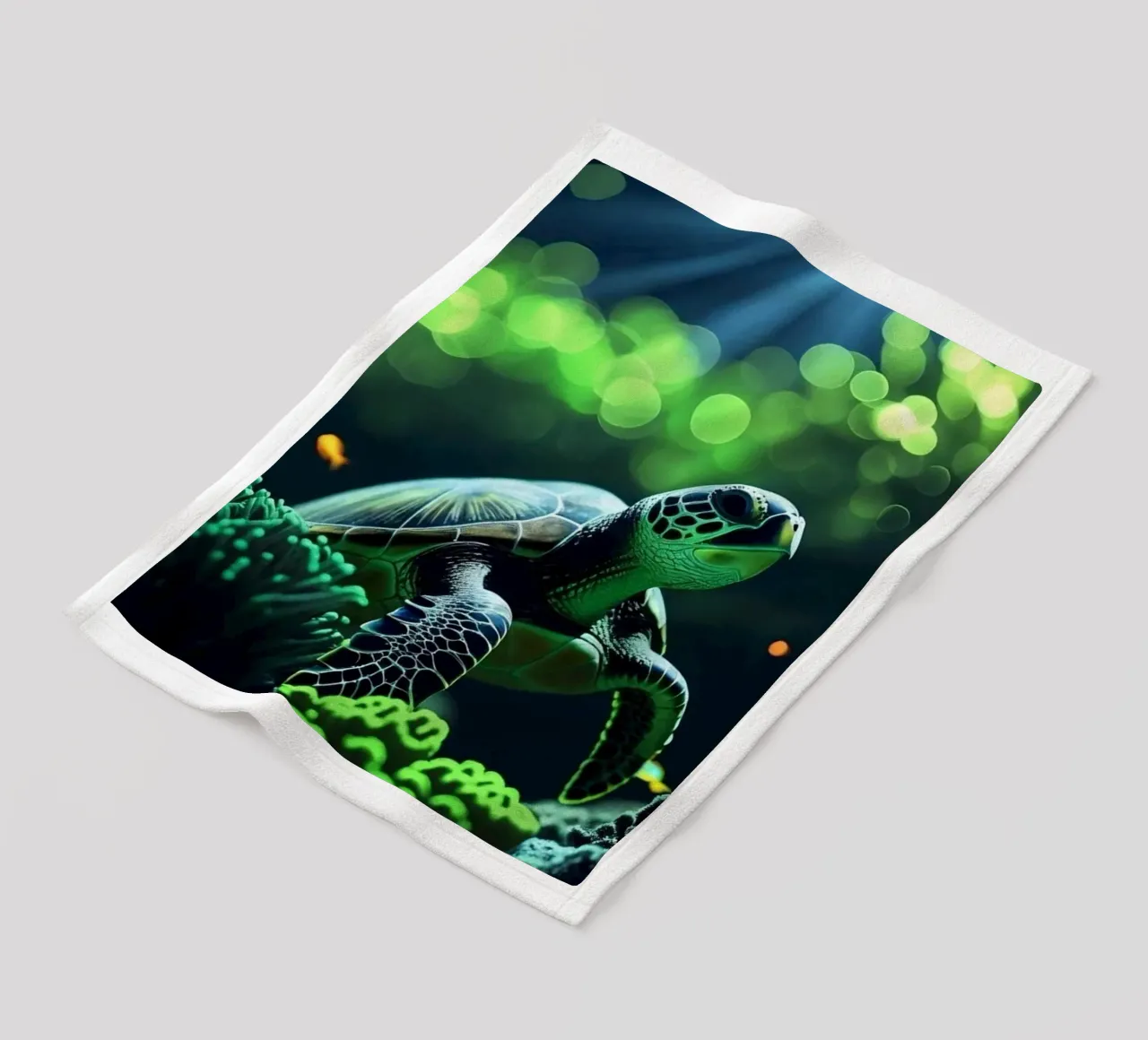 Still Waters ✦ Schildpad in smaragdgroen licht fleecedeken van lumaquastudio