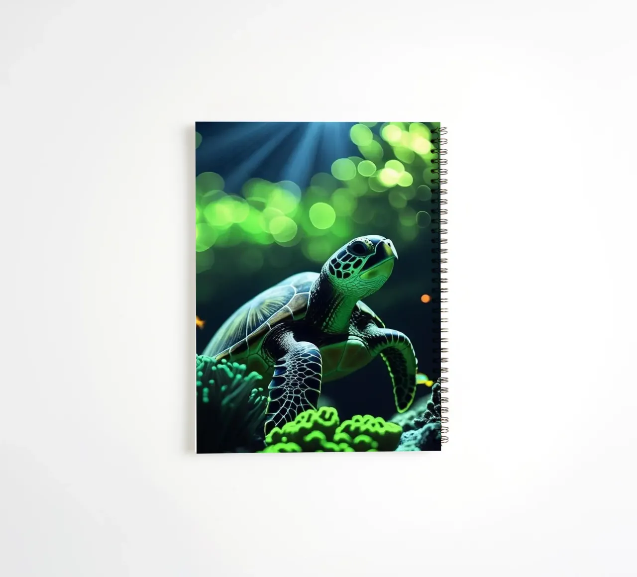 ✨🐢 Still Waters ✦ Turtle in Emerald Light 🌙 spiral notebook by LUMAQUA STUDIO