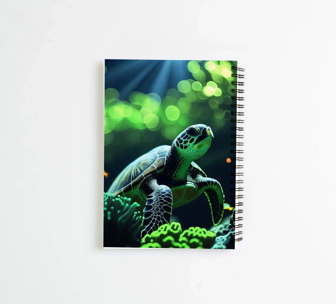 ✨🐢 Still Waters ✦ Turtle in Emerald Light 🌙 spiral notebook by LUMAQUA STUDIO