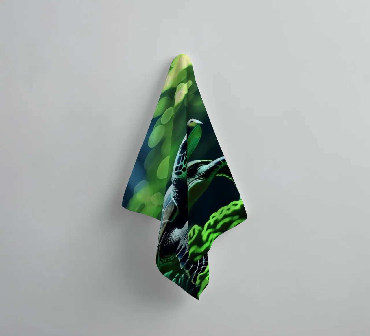 Still Waters ✦ Schildpad in smaragdgroen licht badhanddoek van LUMAQUA ✦ STUDIO
