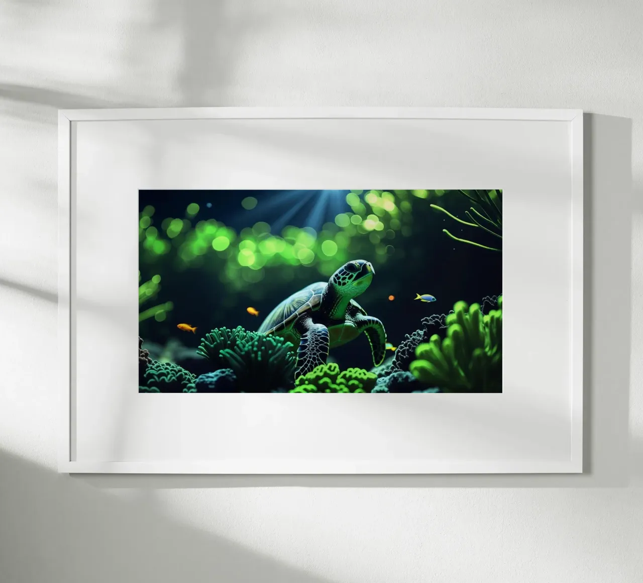 Still Waters ✦ Schildpad in smaragdgroen licht hahnemühle van lumaquastudio