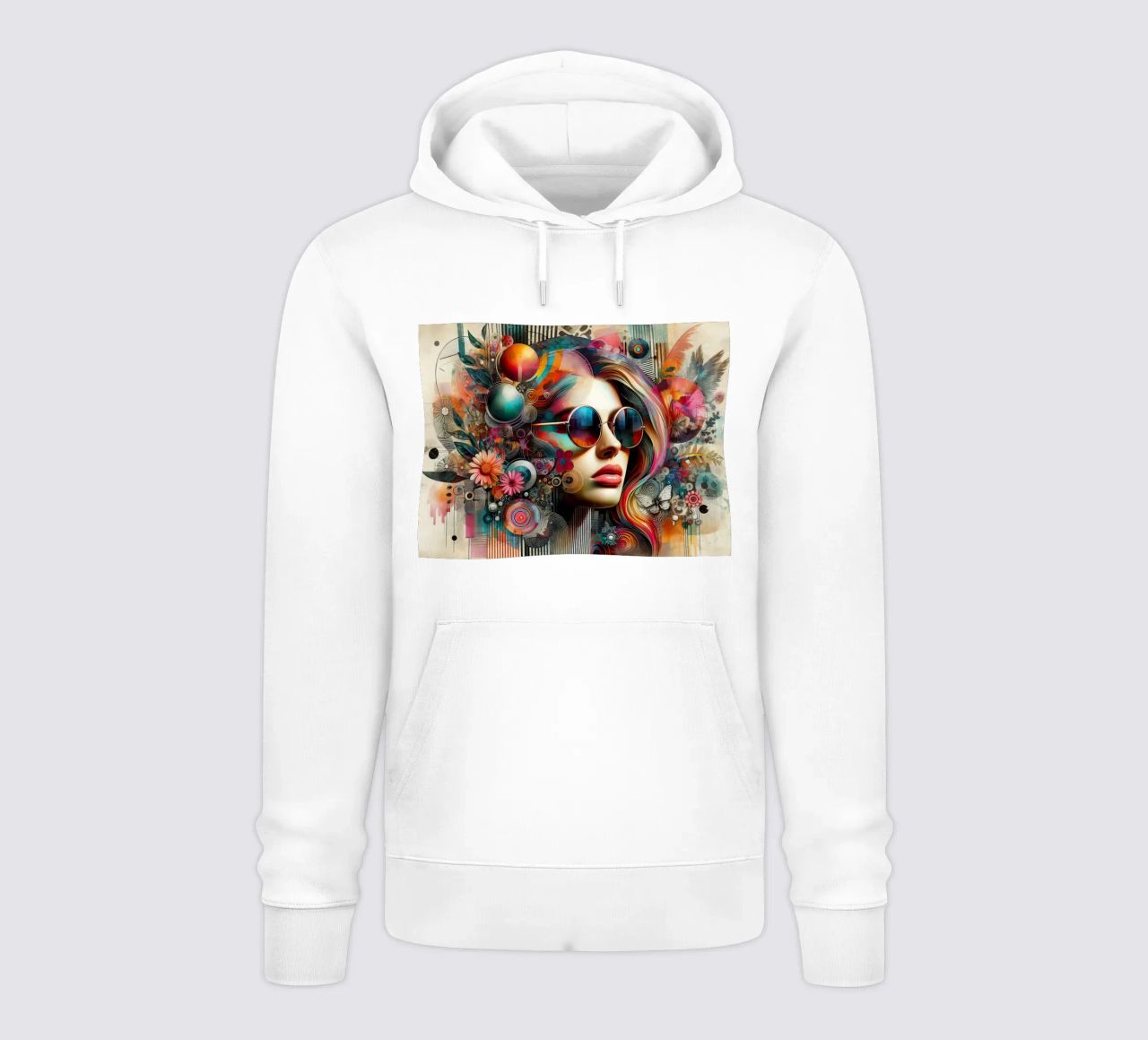 Ritratto colorato con elementi floreali astratti felpa con cappuccio da ARTVI-SHOP