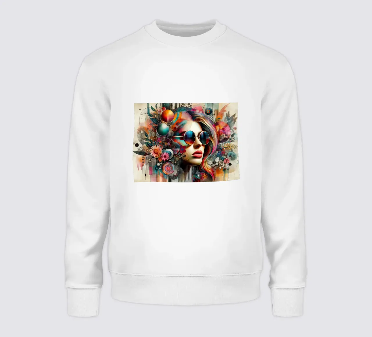 Ritratto colorato con elementi floreali astratti felpa da 🎁 NOBELART