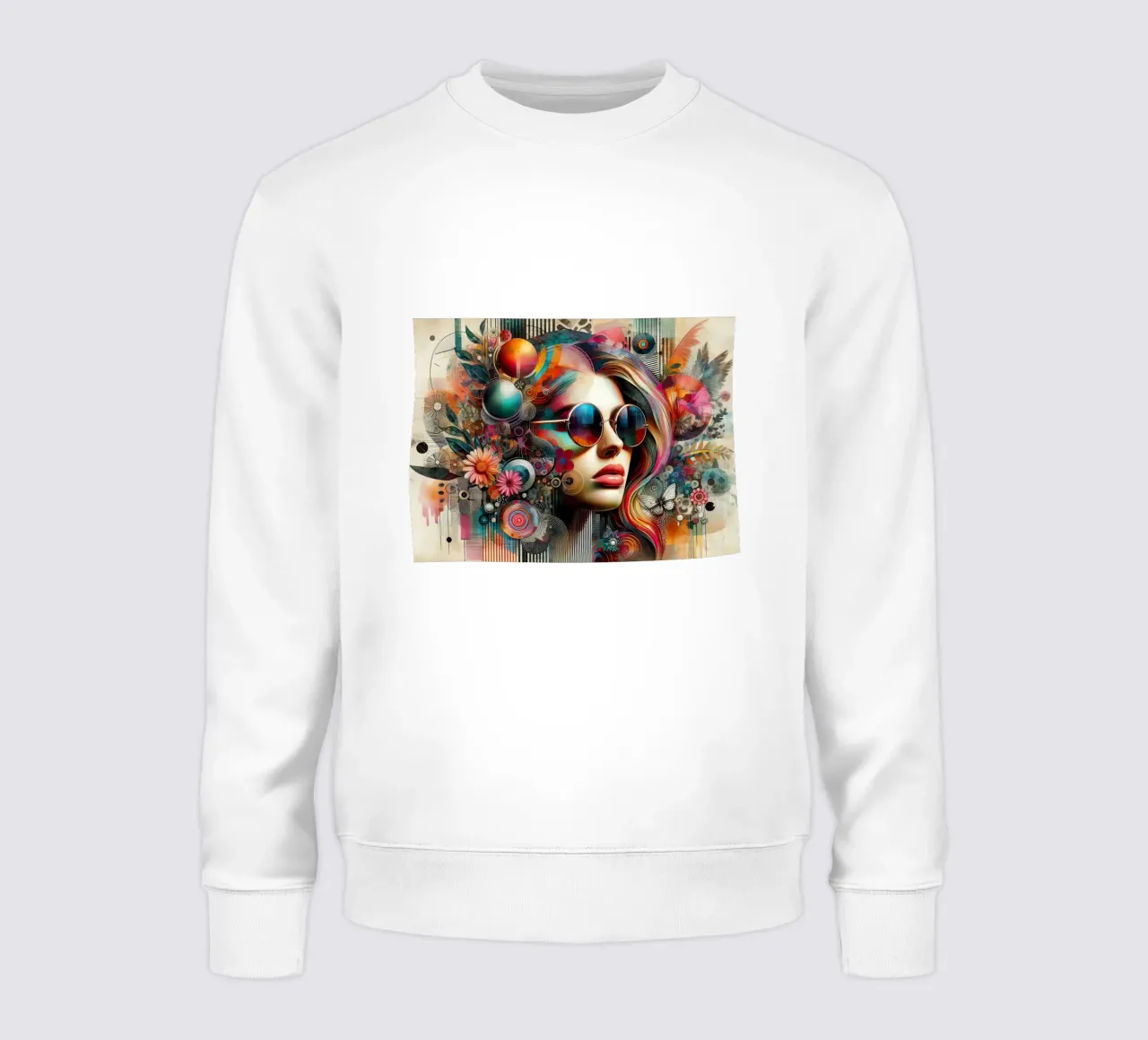 Portrait coloré avec des éléments floraux abstraits sweat de ARTVI-SHOP