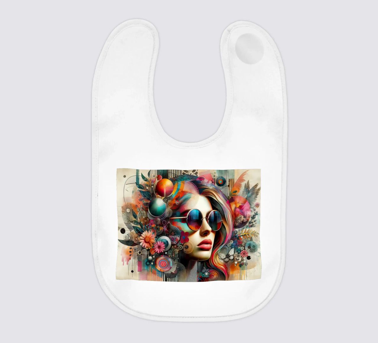 Ritratto colorato con elementi floreali astratti bavaglino da ARTVI-SHOP