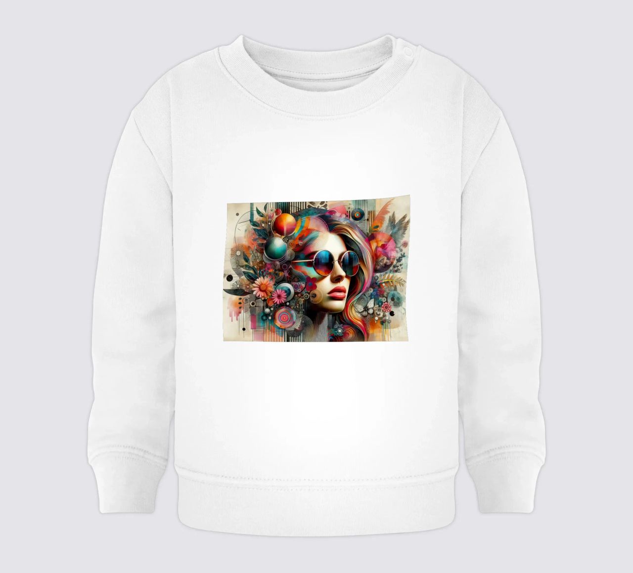 Ritratto colorato con elementi floreali astratti felpa neonato da ARTVI-SHOP
