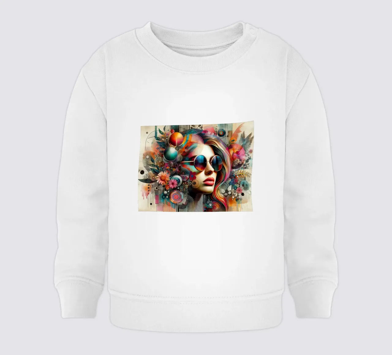 Ritratto colorato con elementi floreali astratti felpa neonato da 🎁 NOBELART