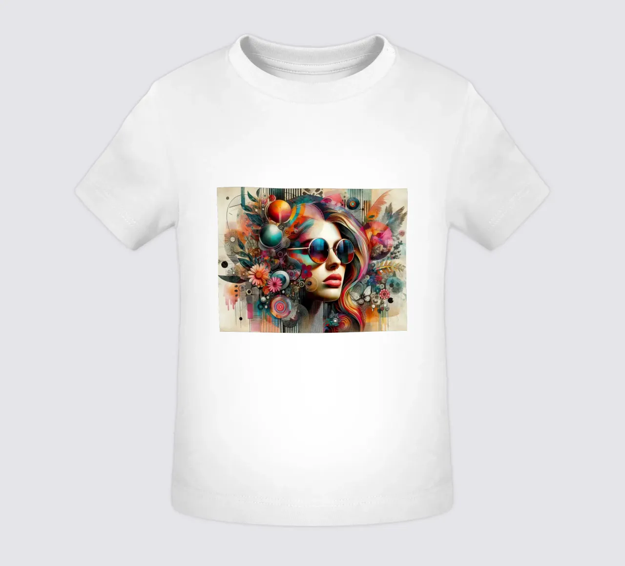Ritratto colorato con elementi floreali astratti maglietta neonato da ARTVI-SHOP