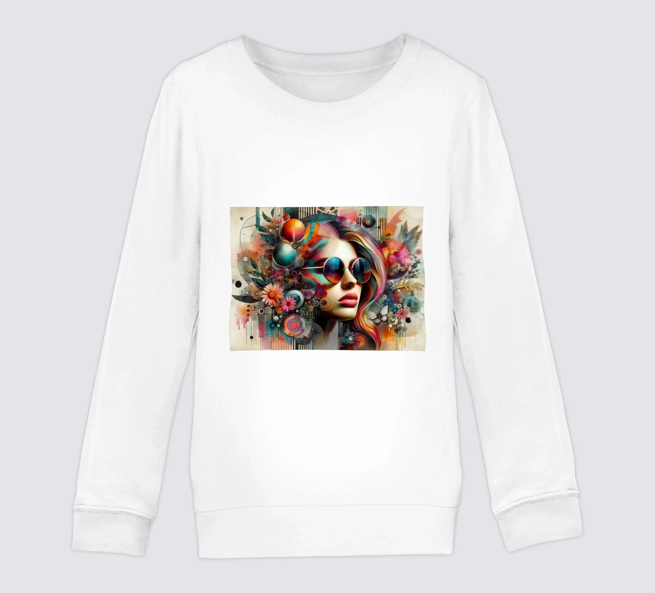 Ritratto colorato con elementi floreali astratti felpa bambino da ARTVI-SHOP