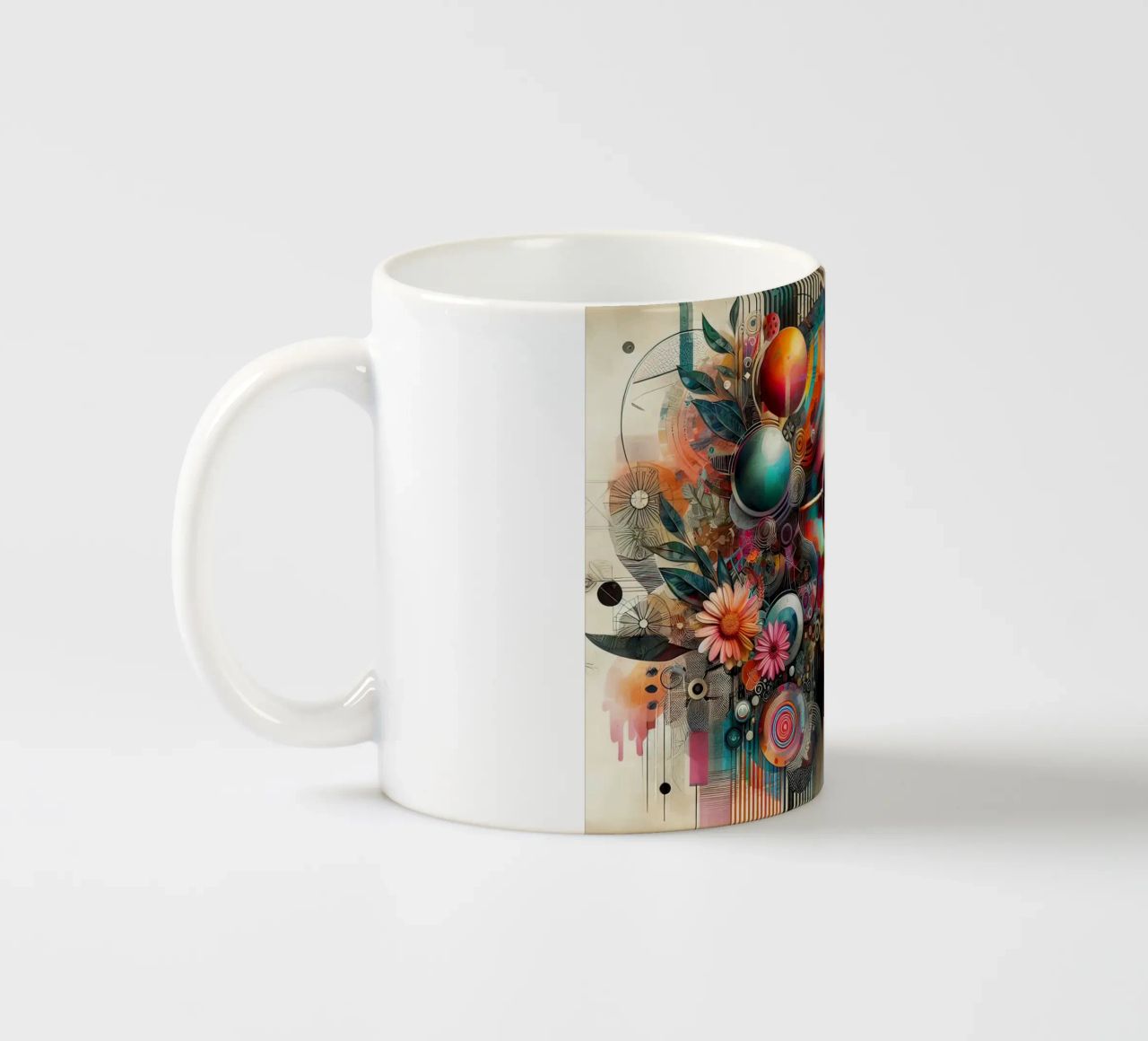 Ritratto colorato con elementi floreali astratti tazza in ceramica da ARTVI-SHOP