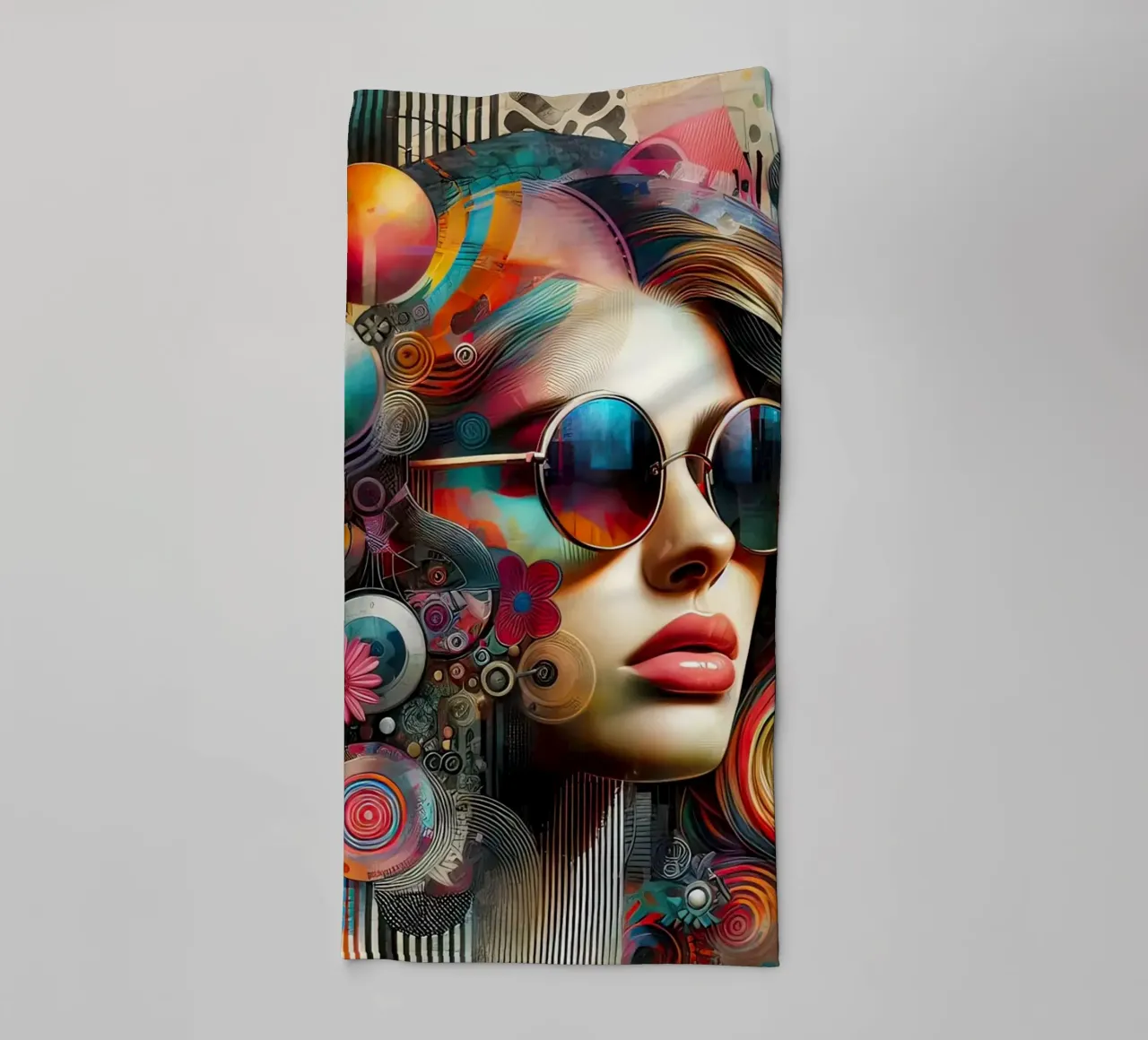 Ritratto colorato con elementi floreali astratti asciugamano da bagno da ARTVI-SHOP