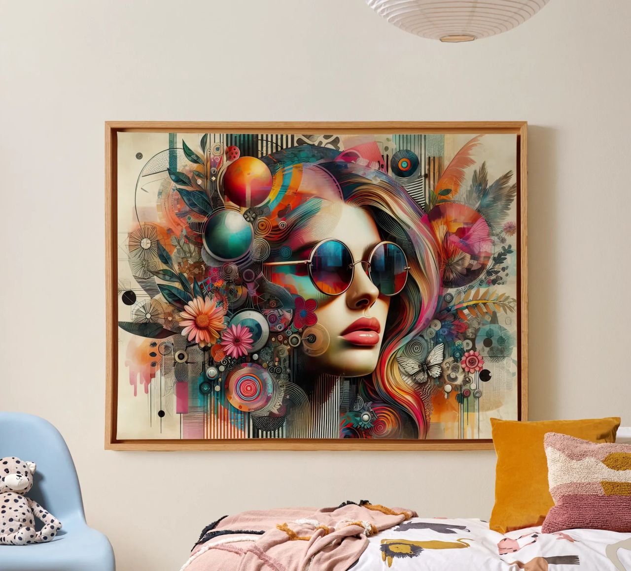 Colorful Portrait with Abstract Floral Elements canvas by ARTVI-SHOP