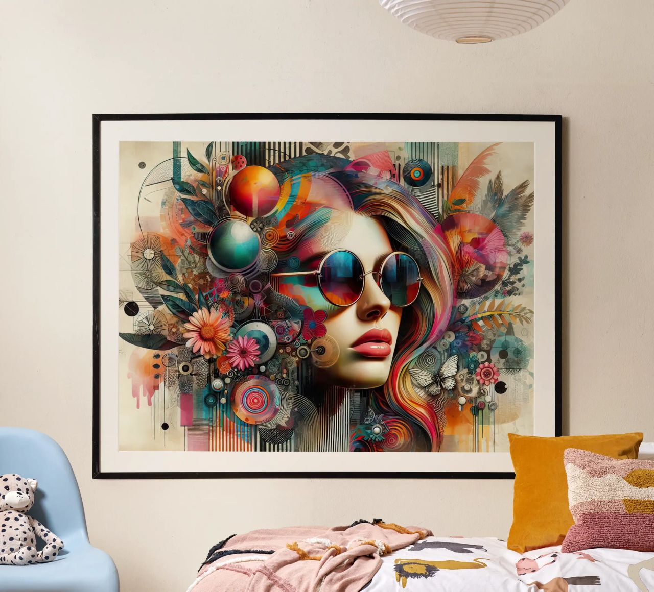Colorful Portrait with Abstract Floral Elements poster by ARTVI-SHOP