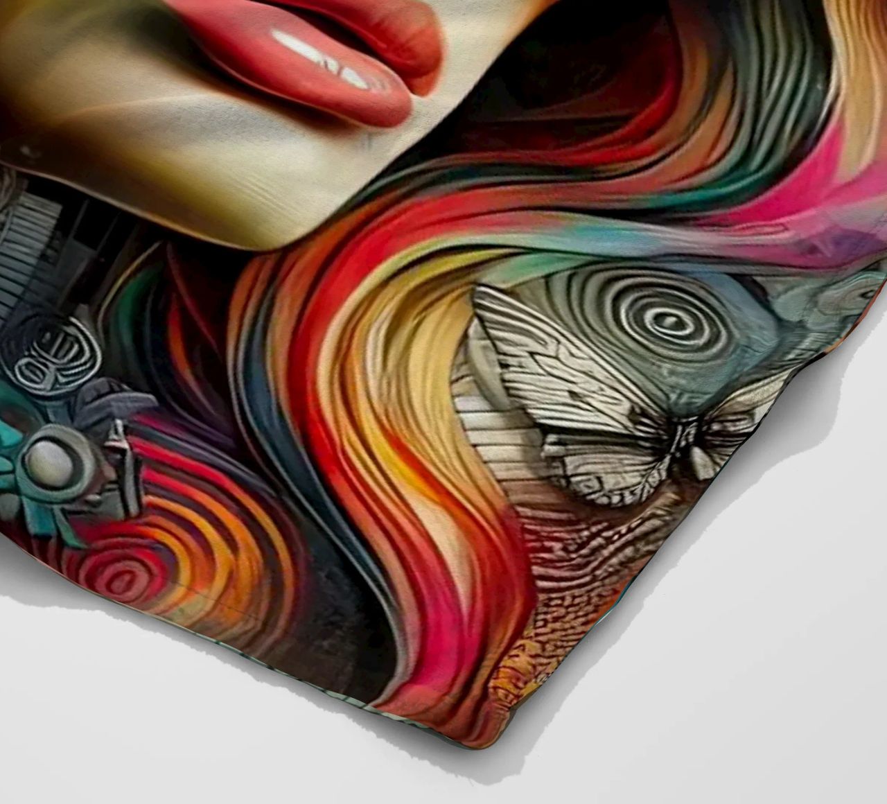Ritratto colorato con elementi floreali astratti coperta in pile da ARTVI-SHOP