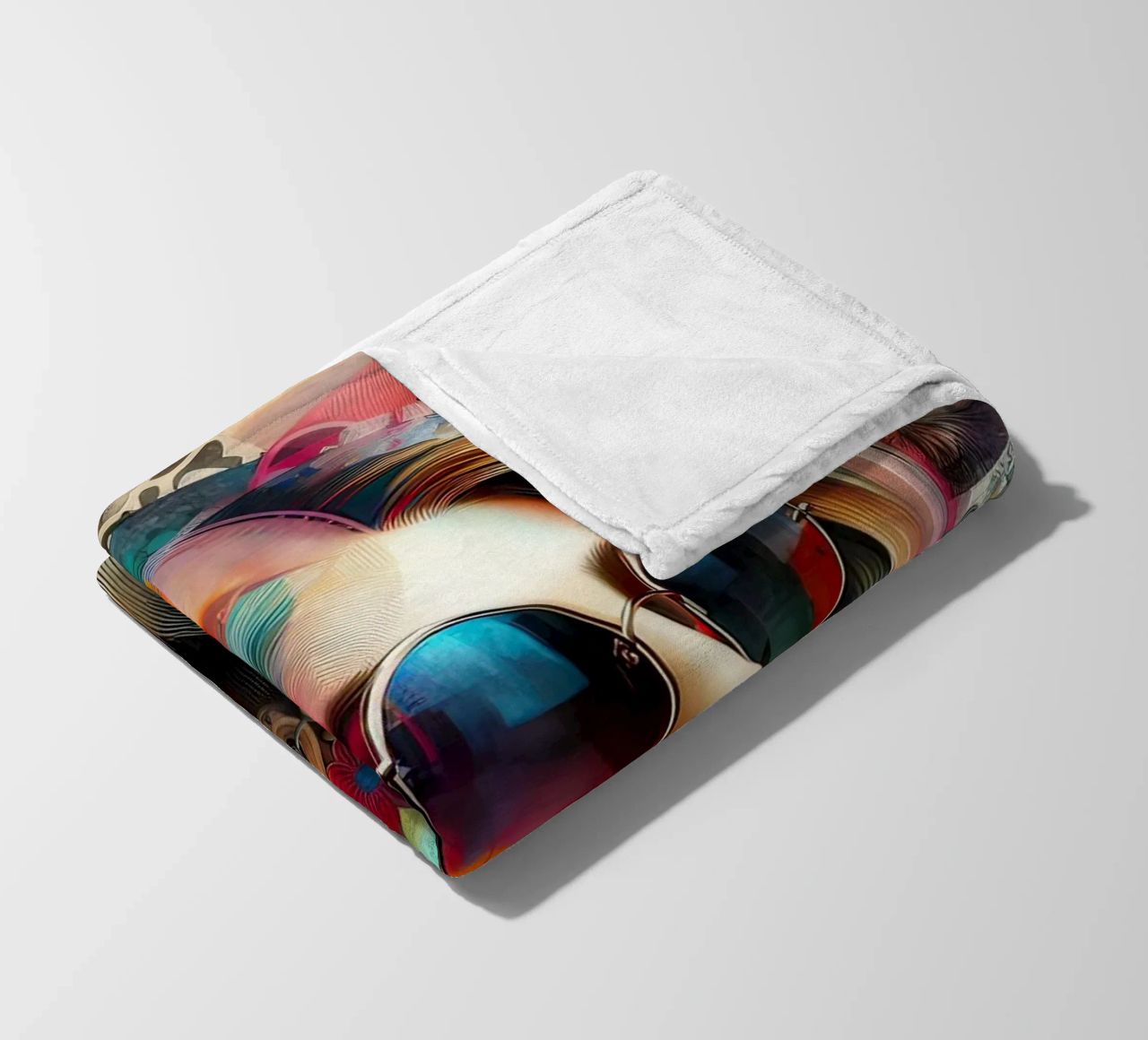 Ritratto colorato con elementi floreali astratti coperta in pile da ARTVI-SHOP