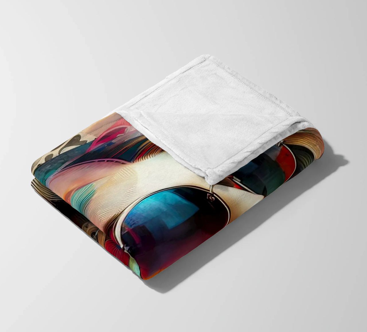 Ritratto colorato con elementi floreali astratti coperta in pile da ARTVI-SHOP