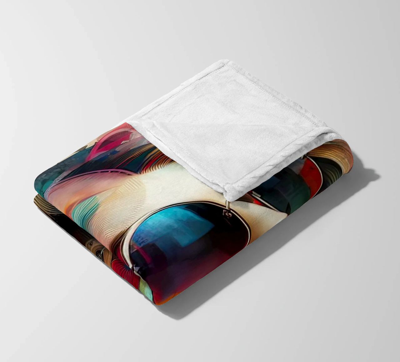 Ritratto colorato con elementi floreali astratti coperta in pile da ARTVI-SHOP