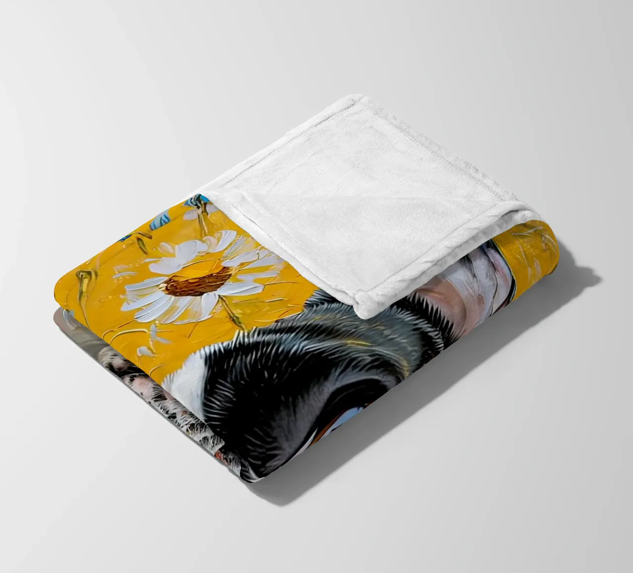 Bulldog francese in campo Daisy Pittura coperta in pile da 🎨 Point and Art