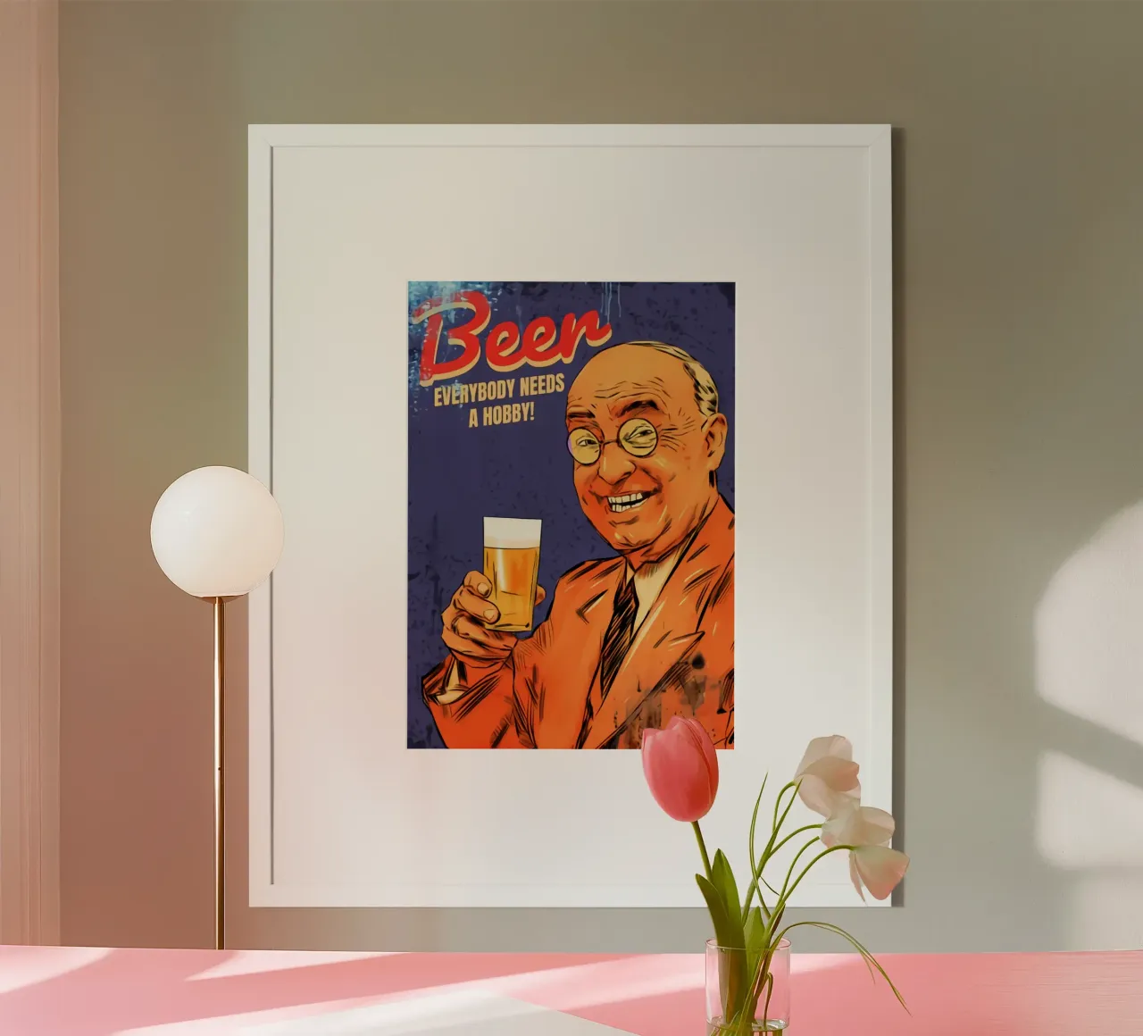 Œuvre d'art Everybody Need A Glass of Beer (Tout le monde a besoin d'un verre de bière) poster de Jodie Art