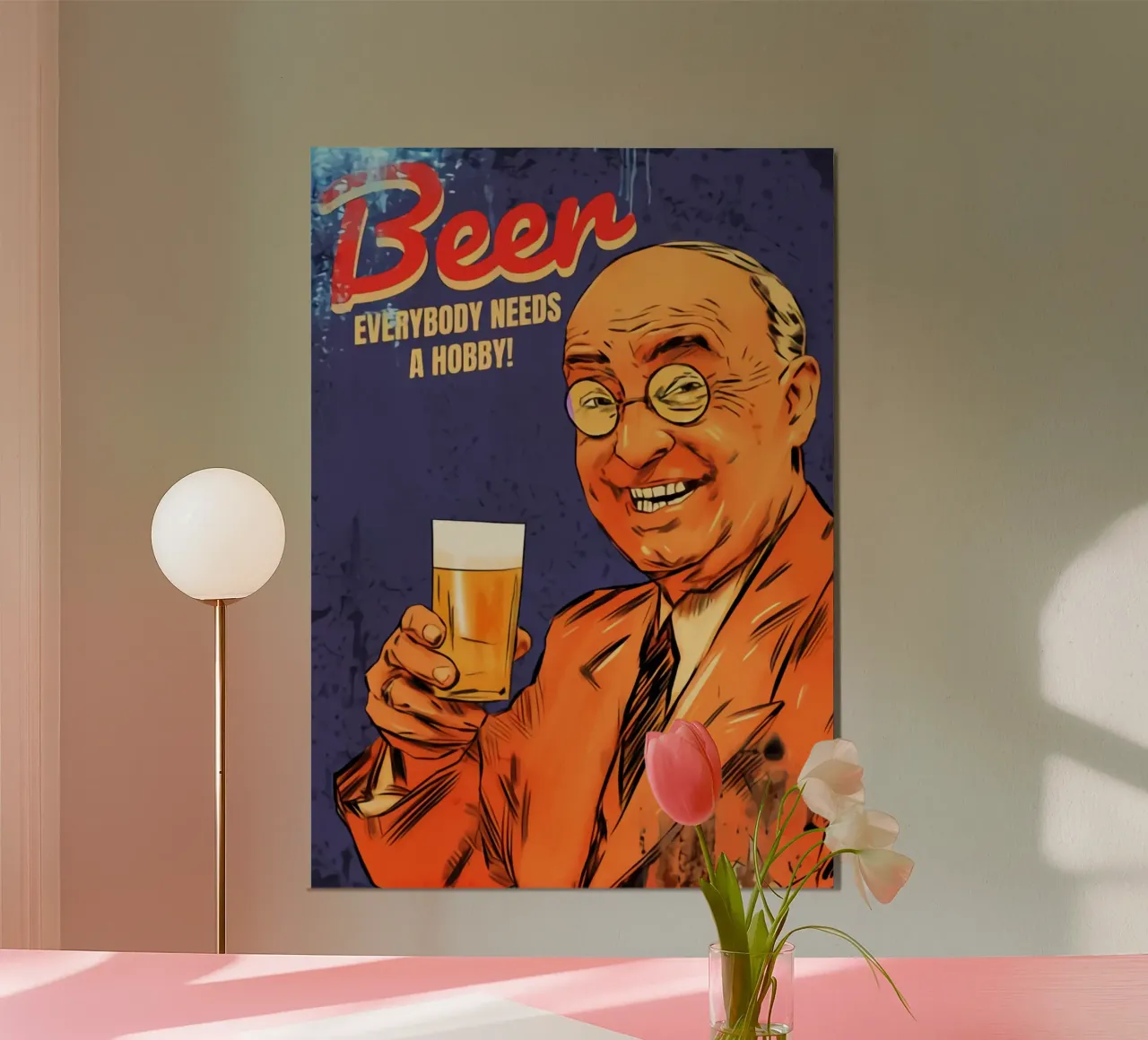 Œuvre d'art Everybody Need A Glass of Beer (Tout le monde a besoin d'un verre de bière) poster de Jodie Art