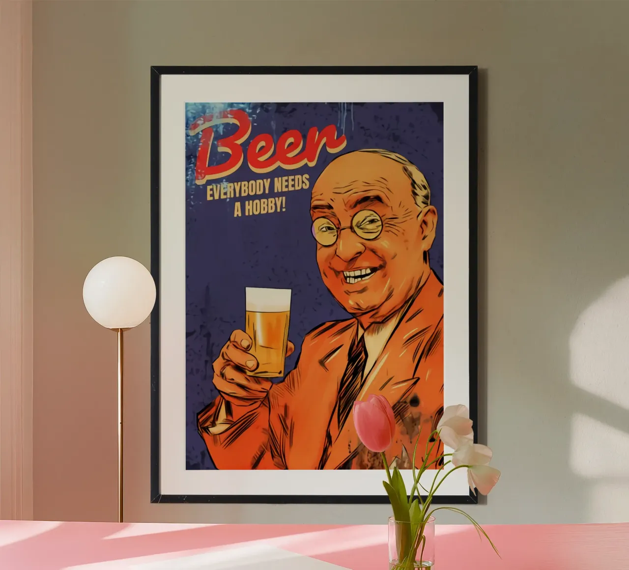 Œuvre d'art Everybody Need A Glass of Beer (Tout le monde a besoin d'un verre de bière) poster de Jodie Art