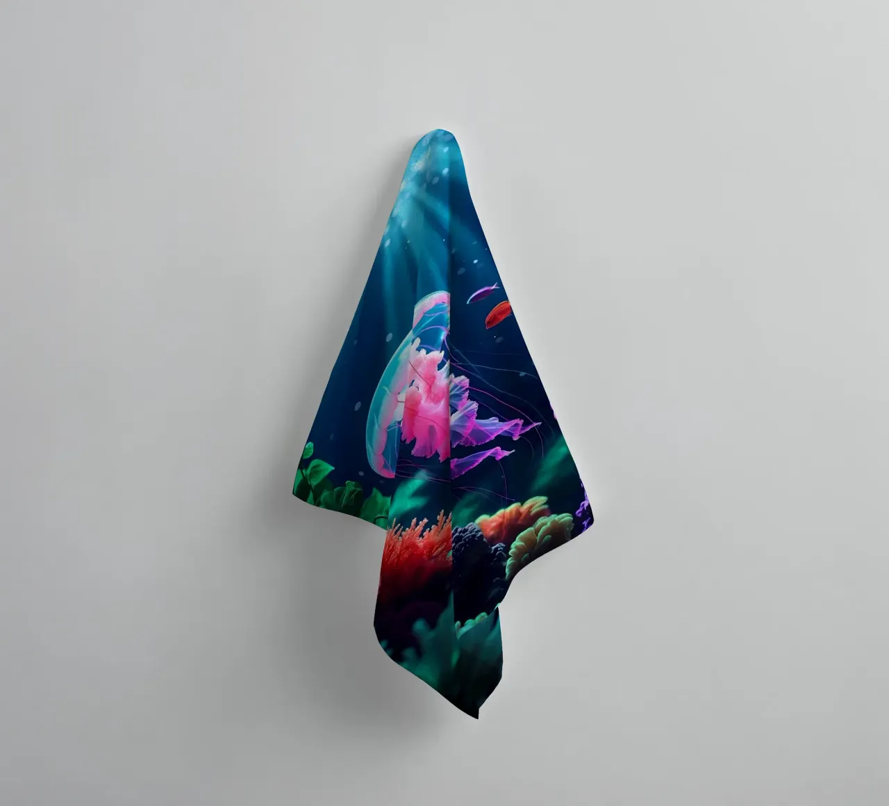 ✨🪼 Luminous Waltz ✦ Pink Jellyfish in Coral Bloom 🌙 towel by LUMAQUA STUDIO