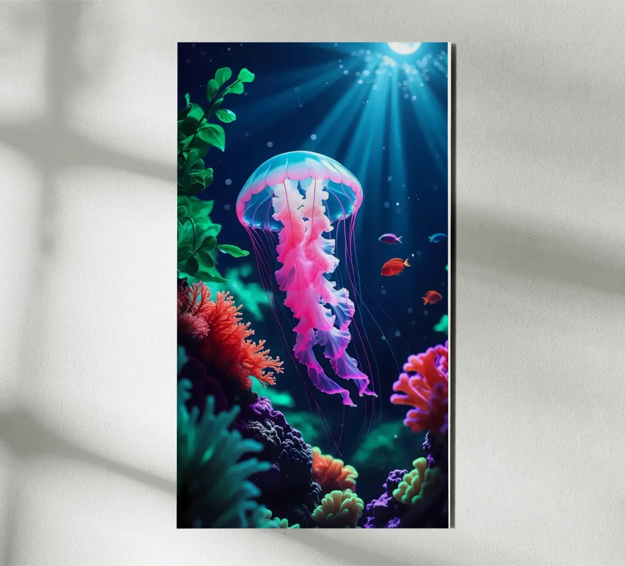 ✨🪼 Luminous Waltz ✦ Pink Jellyfish in Coral Bloom 🌙 alu-dibond by LUMAQUA STUDIO