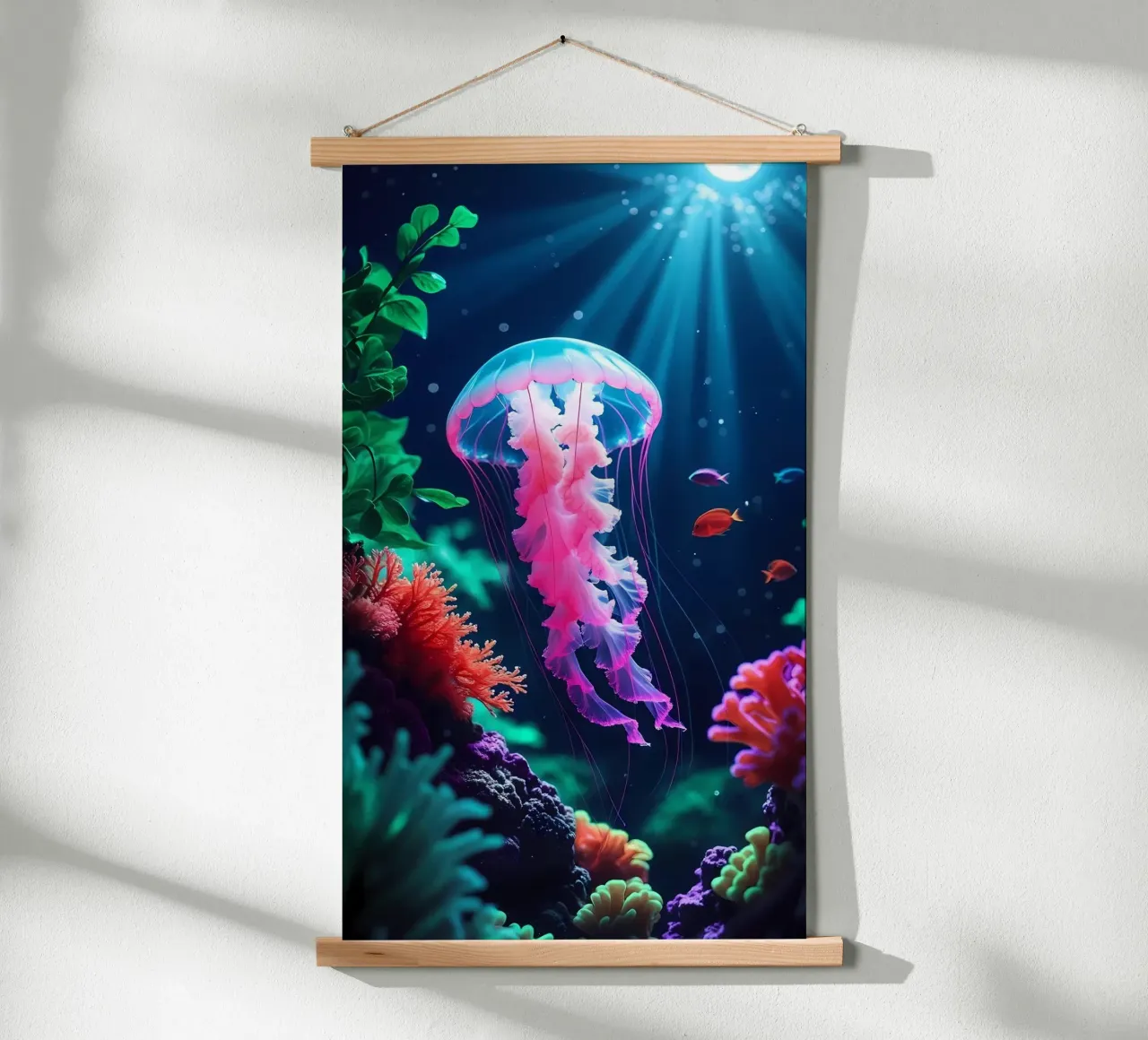 ✨🪼 Luminous Waltz ✦ Pink Jellyfish in Coral Bloom 🌙 poster with aluminum frame by LUMAQUA STUDIO