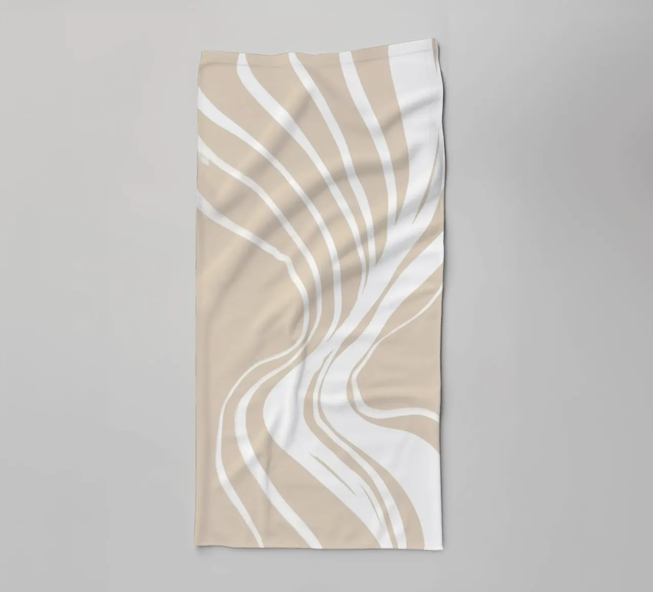 Abstract White Swirls Line Art towel by Melloi Art Print