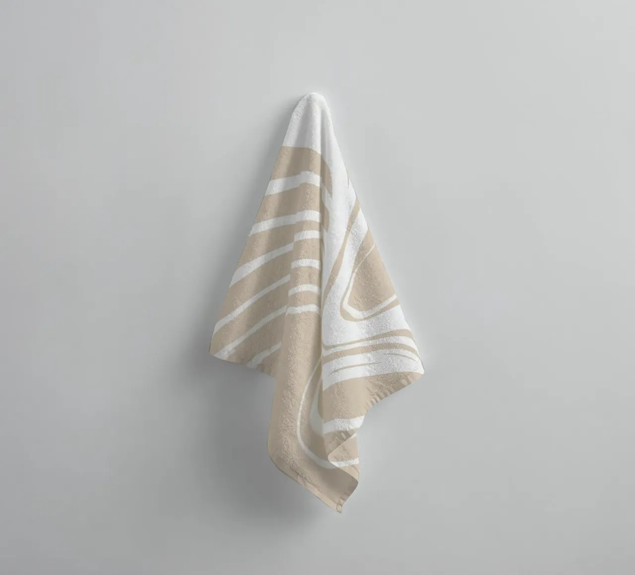 Abstract White Swirls Line Art towel by Melloi Art Print
