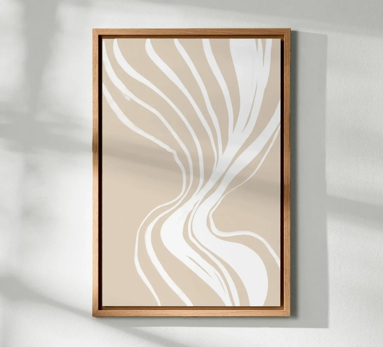 Abstract White Swirls Line Art canvas by Melloi Art Print
