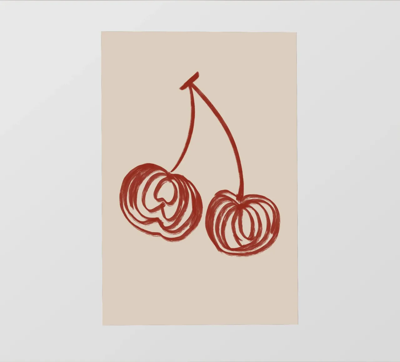 Minimalist Cherry Line Art pvc cover by Melloi Art Print