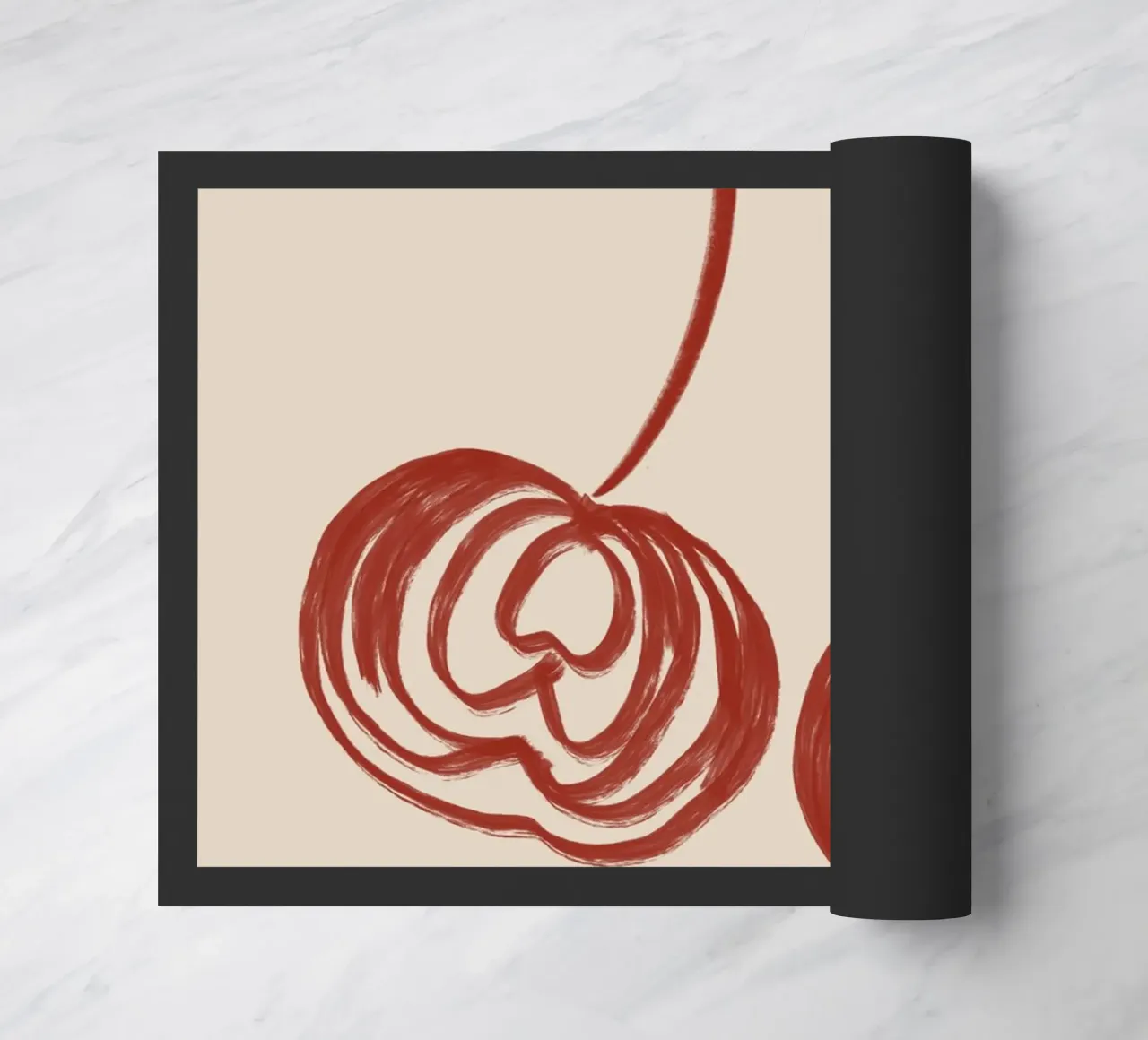 Minimalist Cherry Line Art doormat by Melloi Art Print