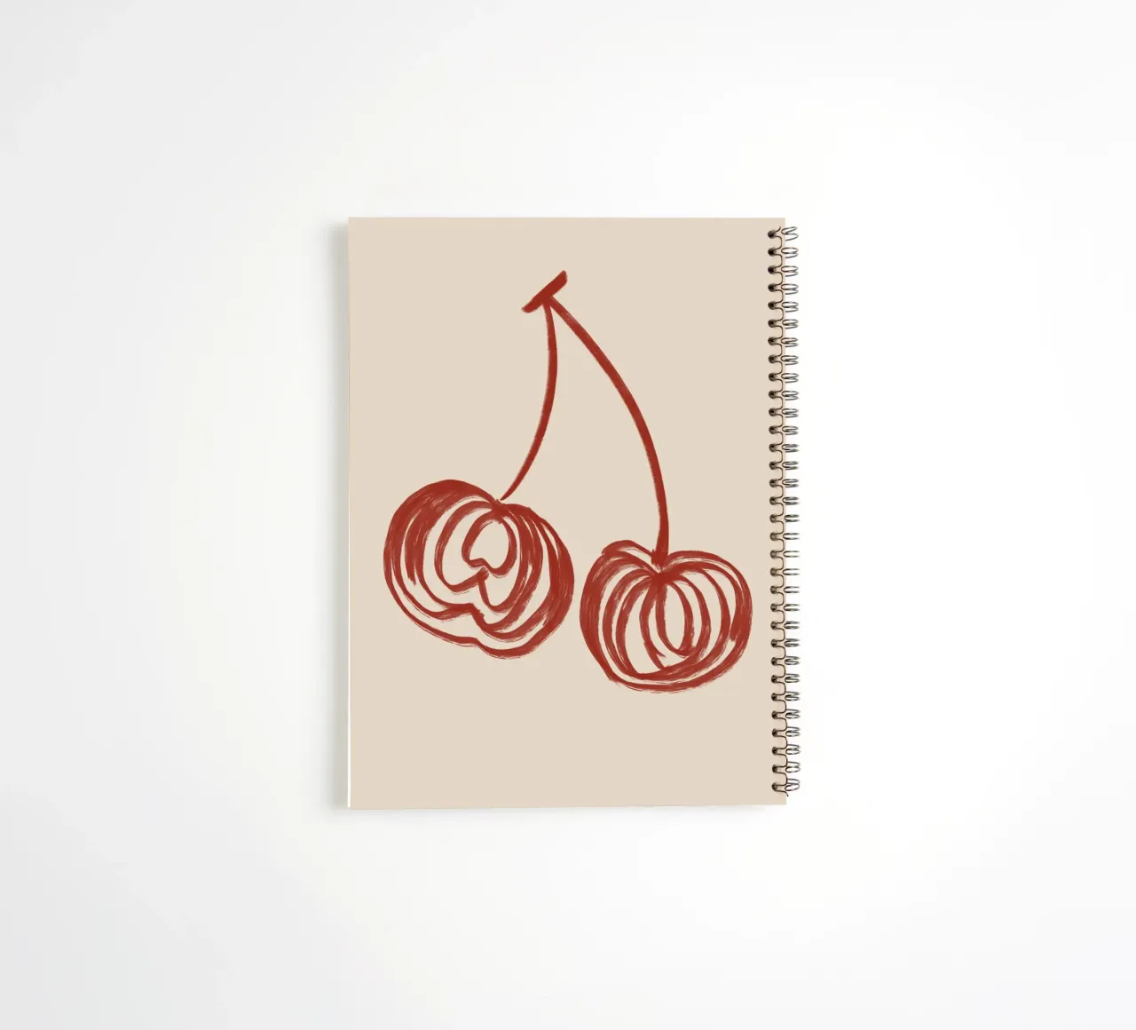 Minimalist Cherry Line Art spiral notebook by Melloi Art Print