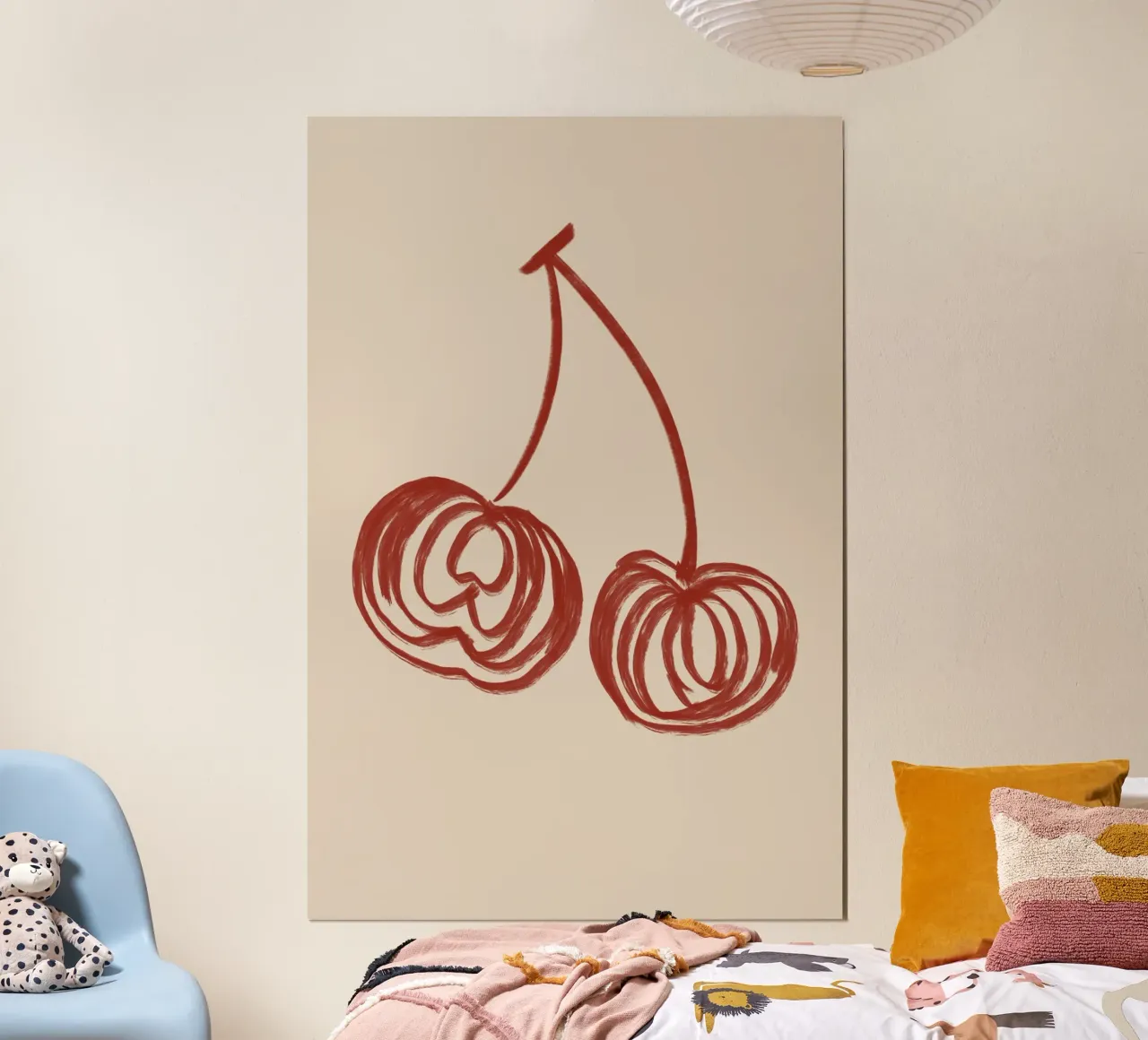 Minimalistische Kirsche Linienkunst Poster von Melloi Art Print