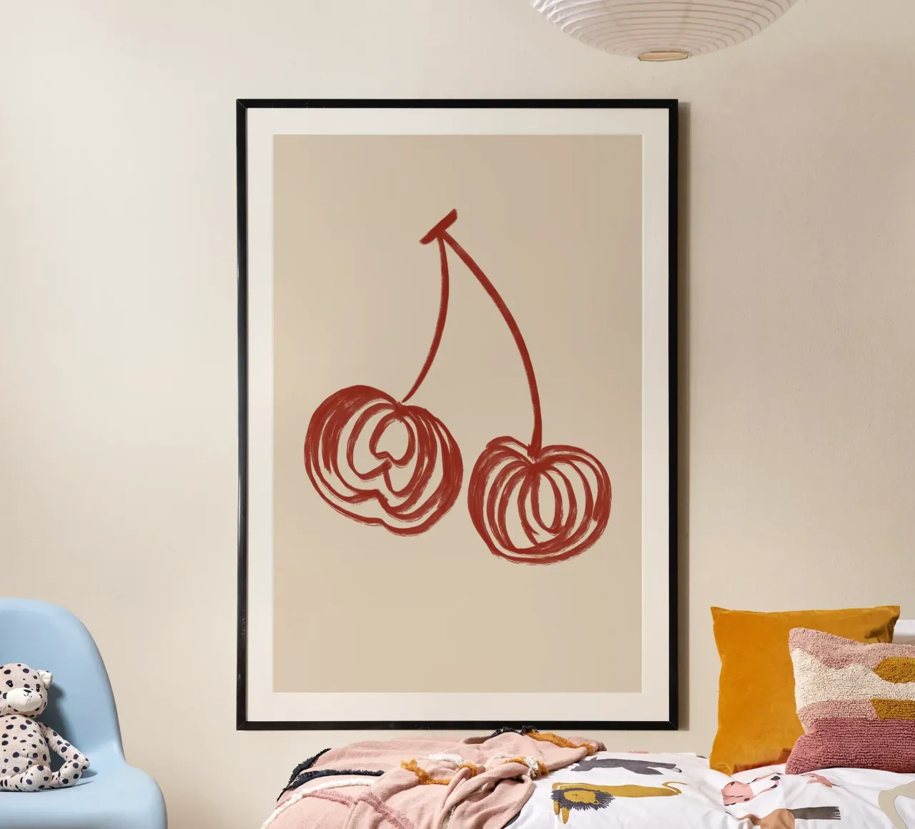 Minimalistische Kirsche Linienkunst Poster von Melloi Art Print