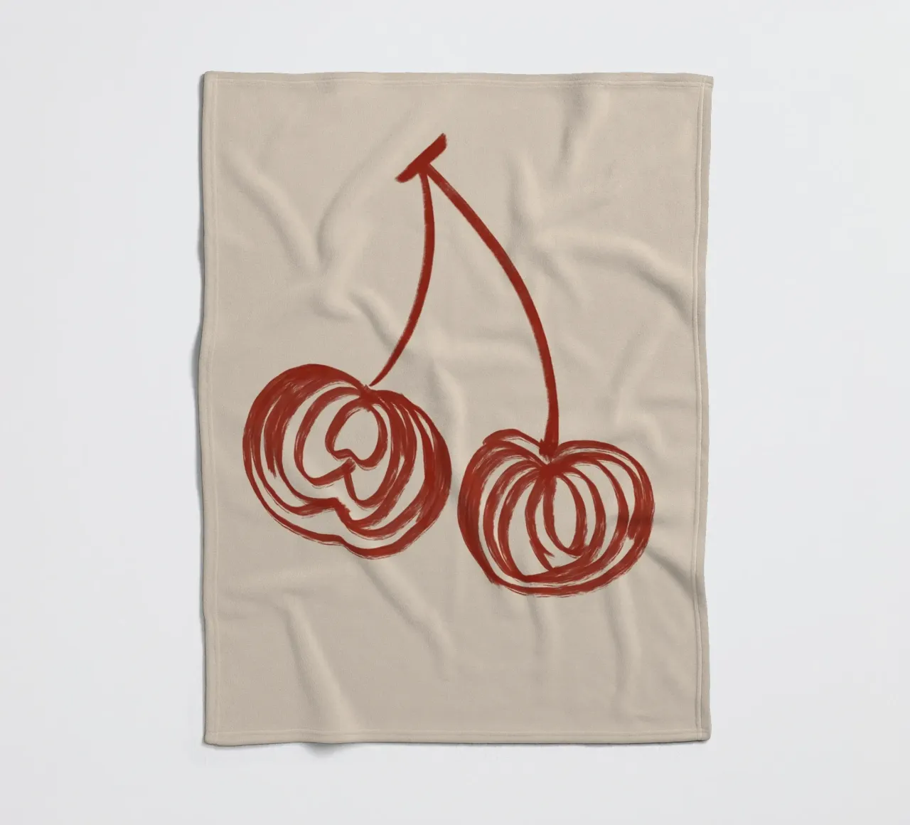 Minimalist Cherry Line Art fleece blanket by Melloi Art Print