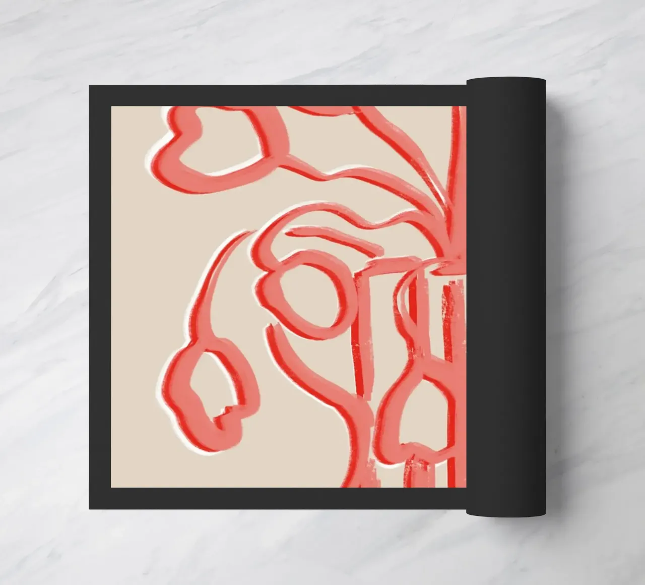 Vaso floreale astratto rosa su beige zerbino da Melloi Art Print