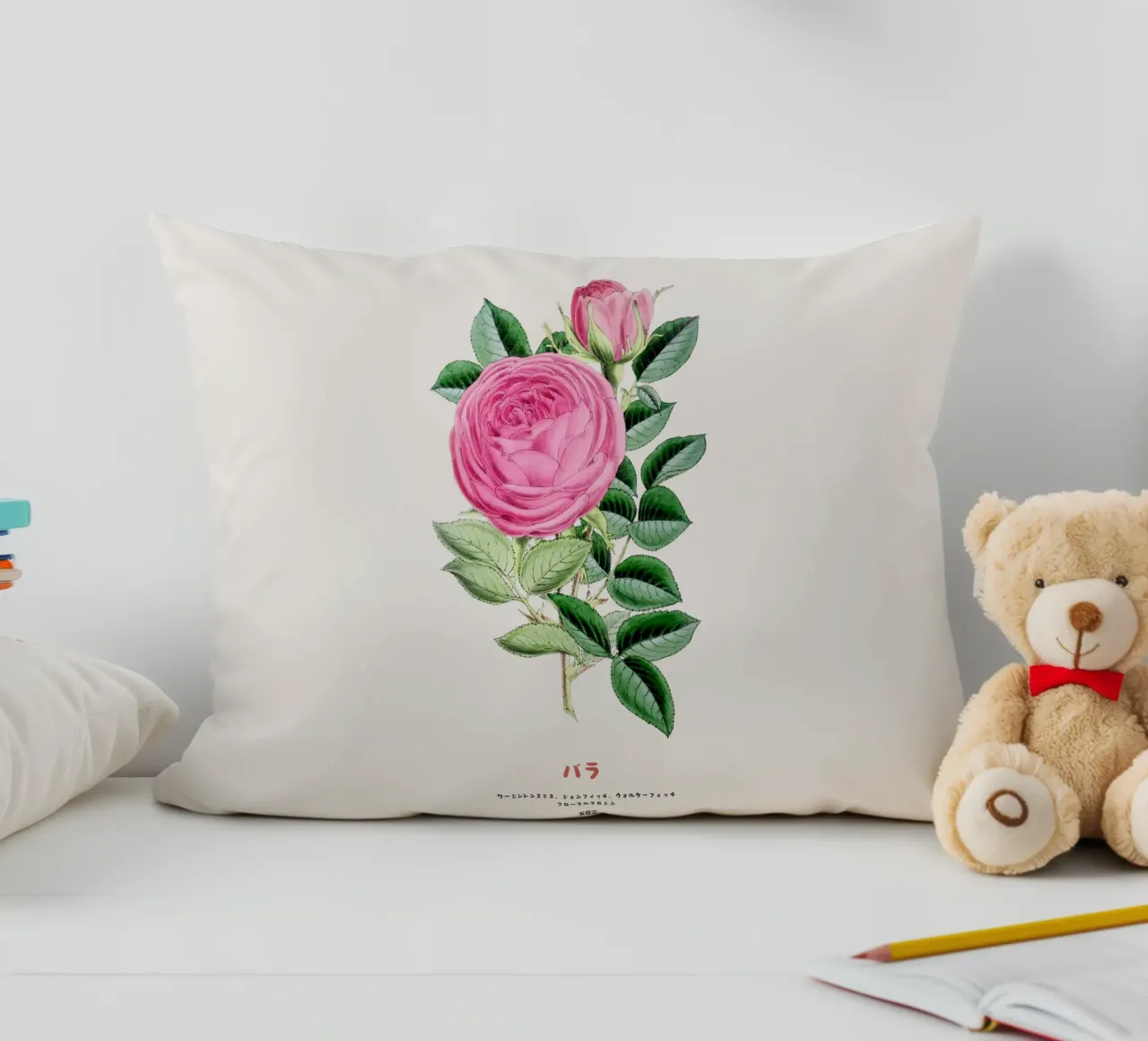 Rosa giapponese rosa cuscino da Vintagrafica