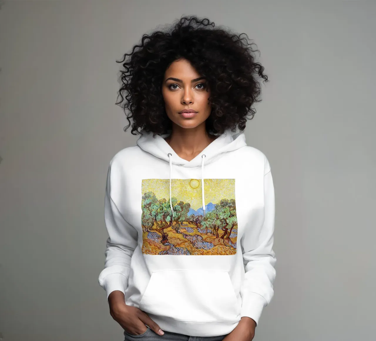 Gli ulivi di Vincent van Gogh (1889) felpa con cappuccio da Venus Art
