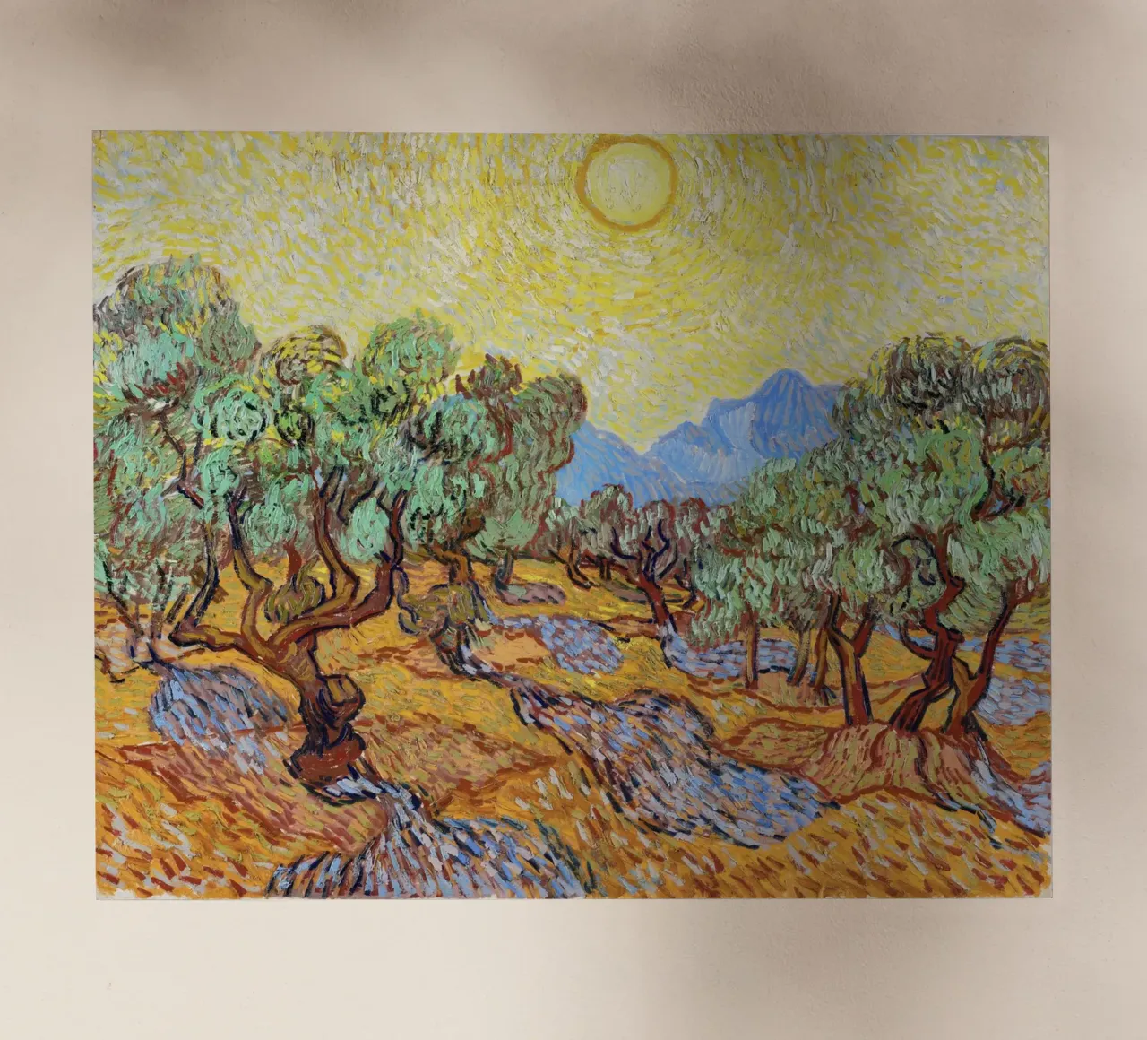 Gli ulivi di Vincent van Gogh (1889) pellicola backlit da Venus Art