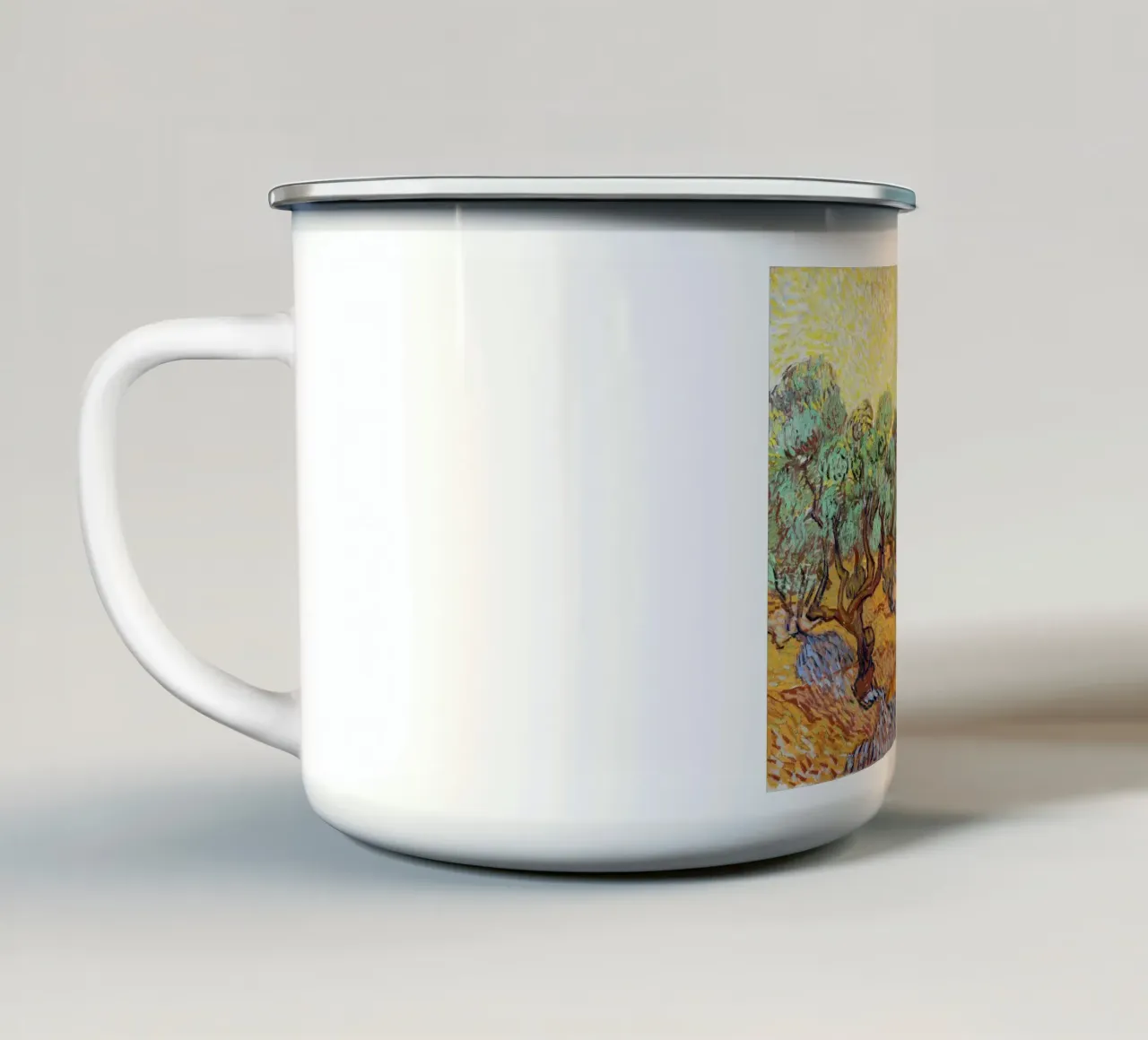 Gli ulivi di Vincent van Gogh (1889) tazza in smalto da Venus Art