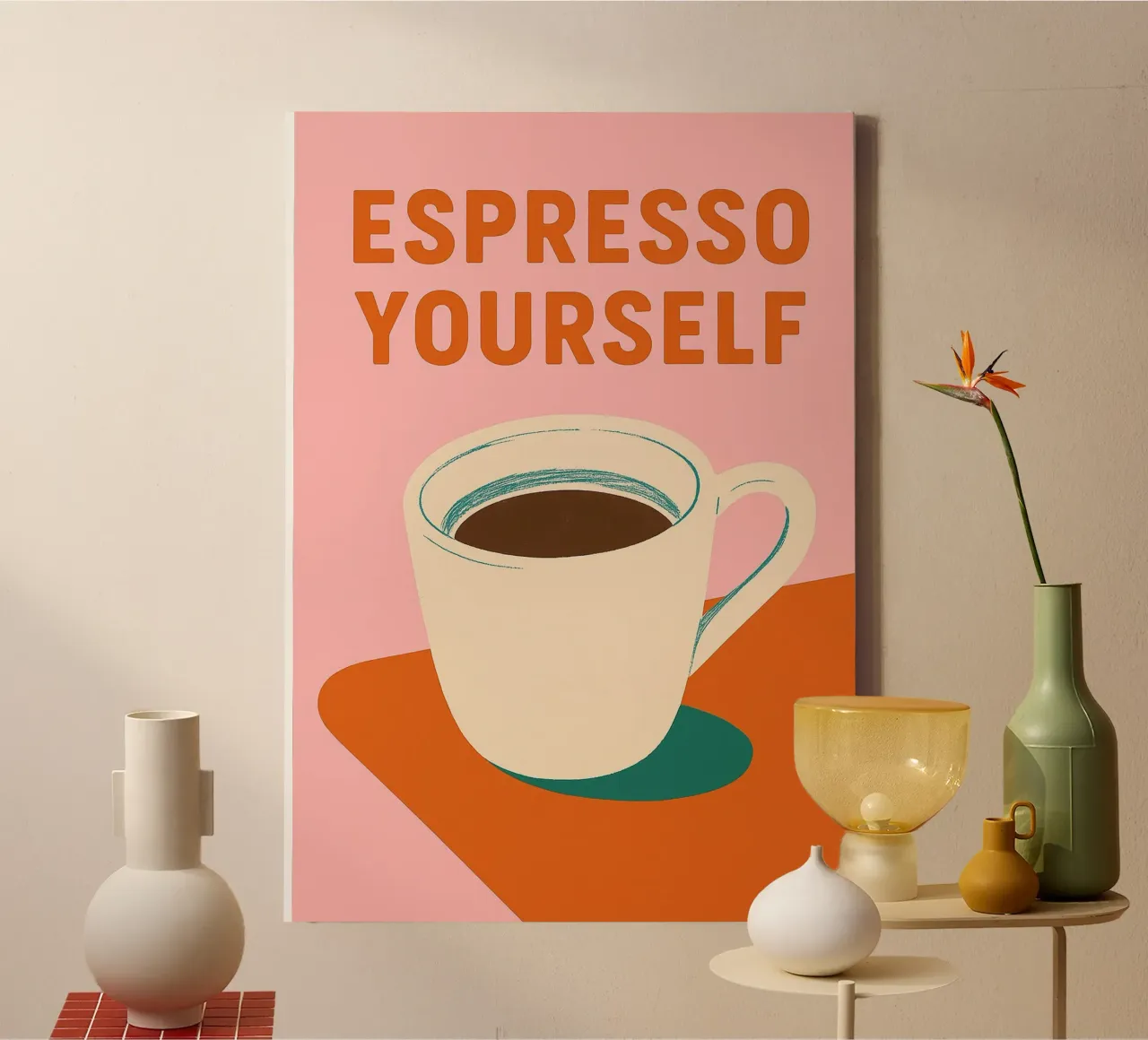 Espresso Yourself Leinwand mit Schattenfugenrahmen von michi