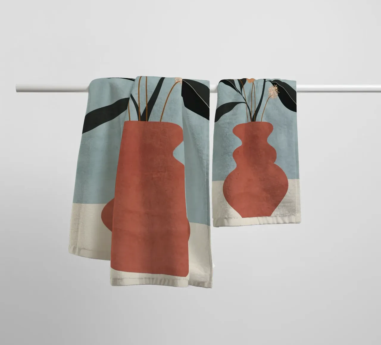 Minimal Abstrakte Kunst Vase Pflanze Handtuch von ThingDesign
