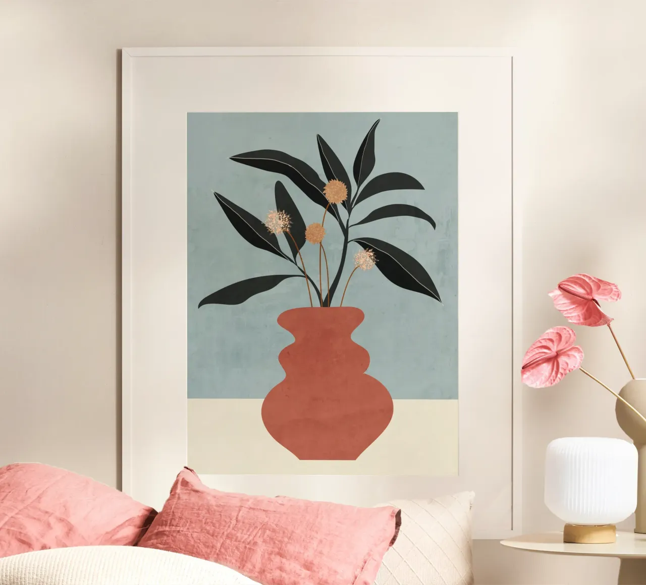 Minimal Abstrakte Kunst Vase Pflanze Poster von ThingDesign