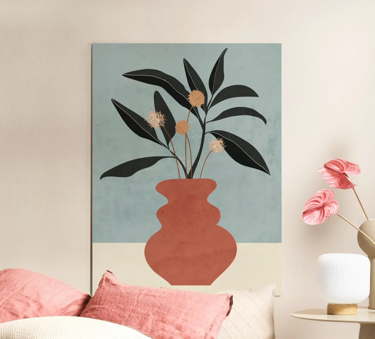 Minimal Abstrakte Kunst Vase Pflanze Poster von ThingDesign