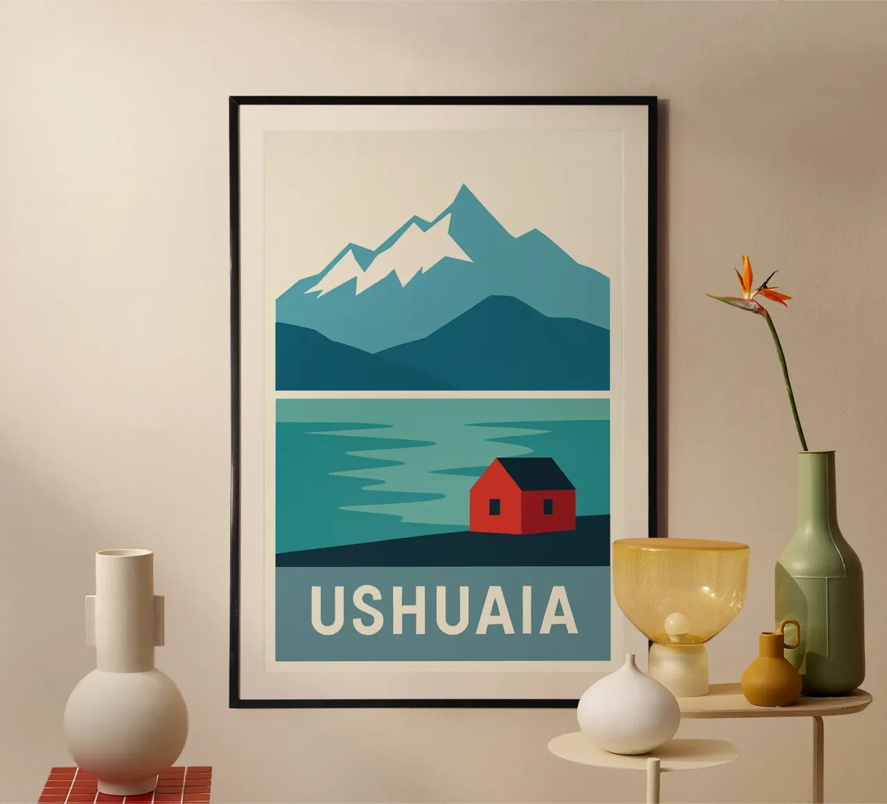Ushuaia - Alla fine del mondo, calma glaciale poster con telaio in legno da JETLAG | affiches voyage